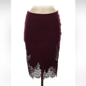 Victoria's Secret Burgundy Lace Pencil Skirt